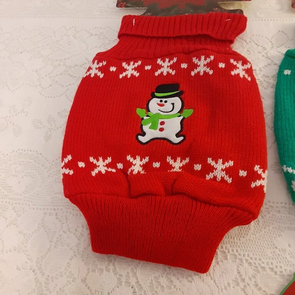 Lot of 3 Rite Aid (M) Red Mrs. Santa Suit w/Hat. Green & Red Holiday Sweaters.